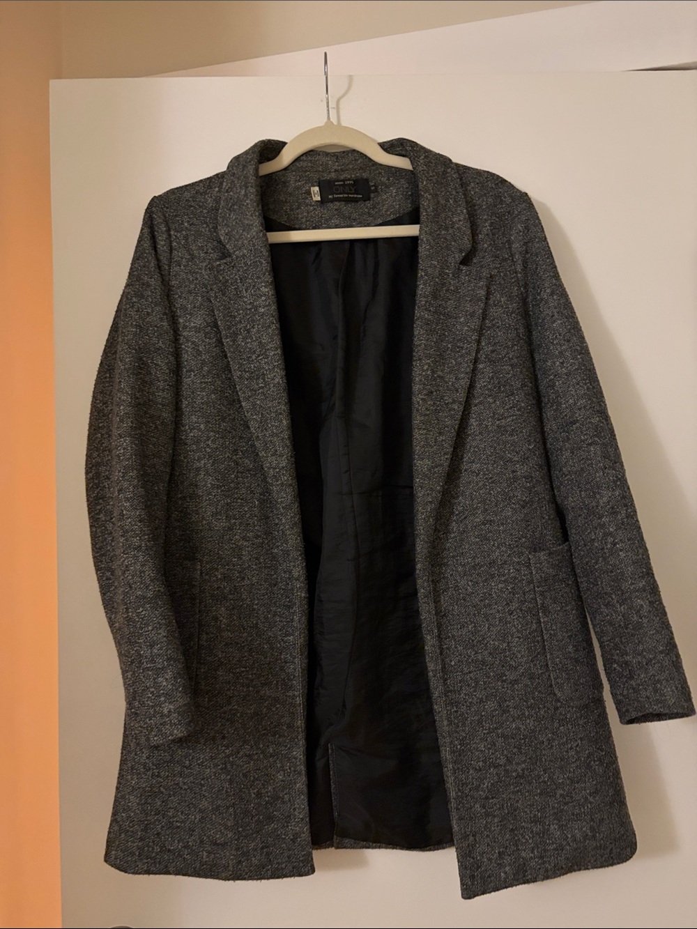 Only Charcoal Gray Open-Front Blazer Coat